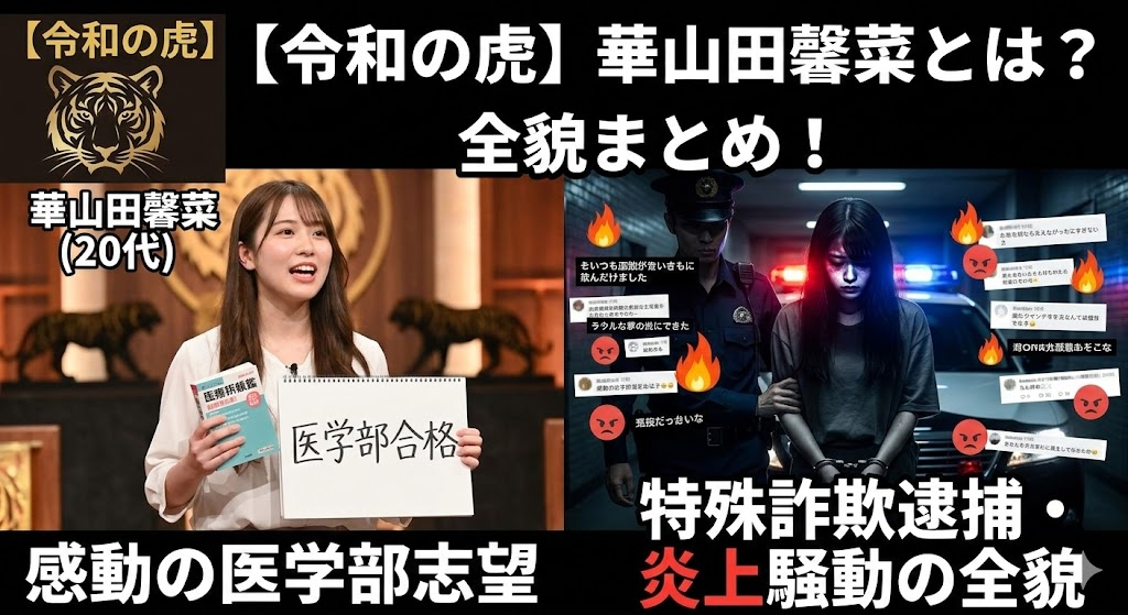 【令和の虎】華山田馨菜とは？感動の医学部志望から特殊詐欺逮捕・炎上騒動の全貌まとめ！