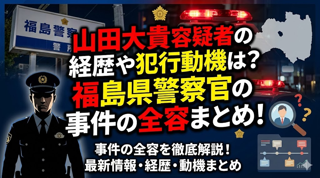 山田大貴容疑者の経歴や犯行動機は？福島県警察官の事件の全容まとめ！